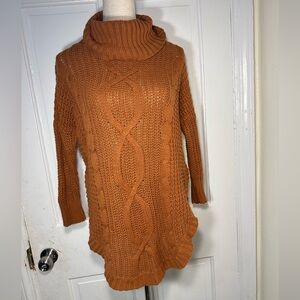 Express Rust Cable Knit Turtleneck Sweater